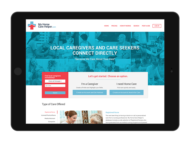 responsive web design for my home care helper website