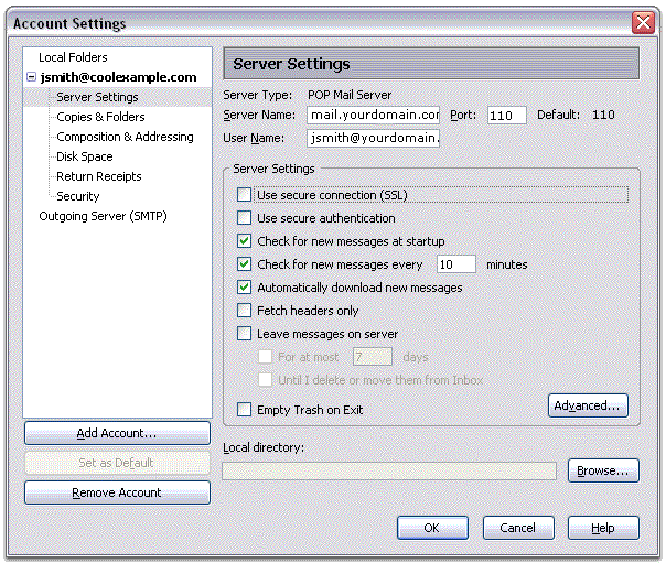 thunderbird configuration