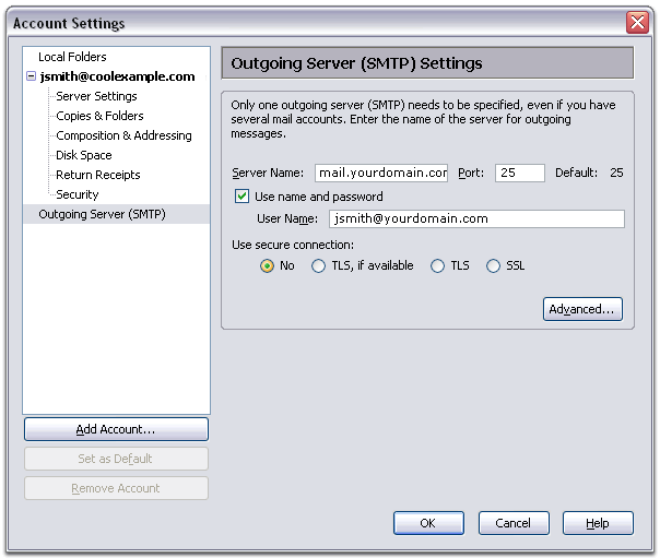 thunderbird configuration